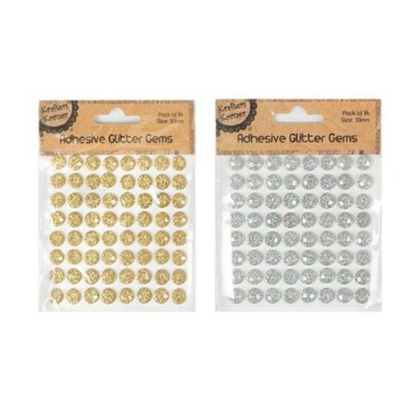 64 Piece Adhesive Glitter Gems – 10Mm  |   Stickers & Decorations Arts & Craft Assorted