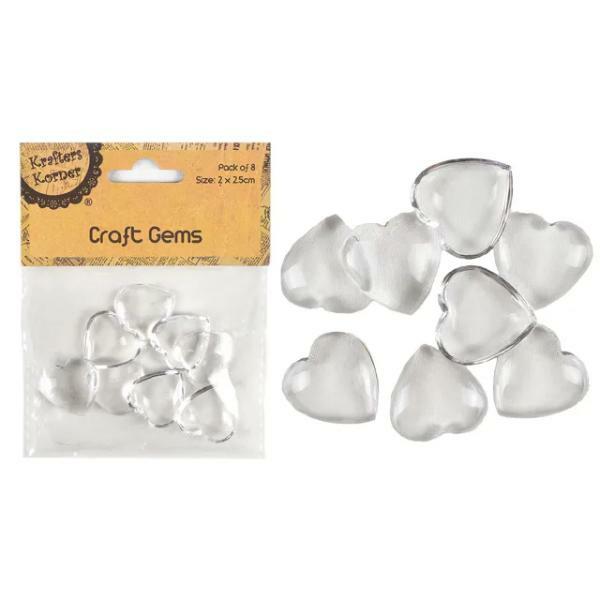 8 Pack Clear Heart Gems Craft – 2.5Cm  |   Diy Craft Arts & Craft Diy Craft