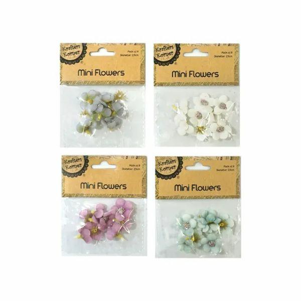 8 Pack Craft Mini Flowers – 2.5Cm  |   Stickers & Decorations Arts & Craft Stickers & Decorations