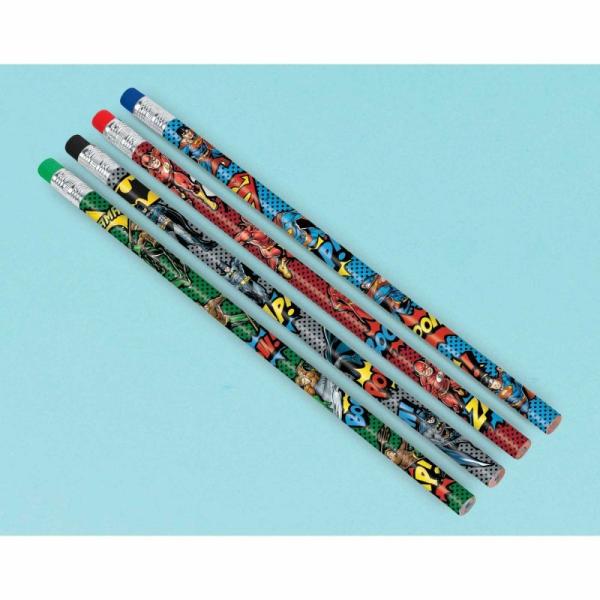 8 Pack Justice League Heroes Unite Pencils  |   Stationery Arts & Craft Stationery