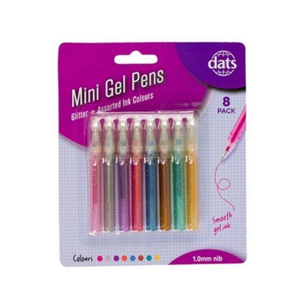 8 Pack Mixed Colour Mini Gel Pens  |   Stationery Arts & Craft Multi