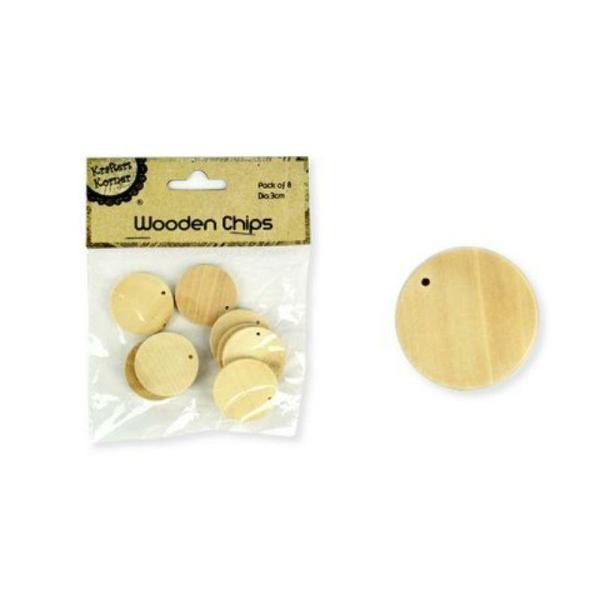 8 Pack Round Wooden Chips – 3Cm  |   Stickers & Decorations Arts & Craft Brown