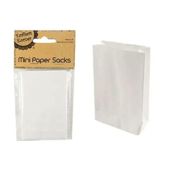 8 Pack White Mini Paper Sacks – 93Mm X 60Mm X 27Mm  |   Diy Craft Arts & Craft Diy Craft