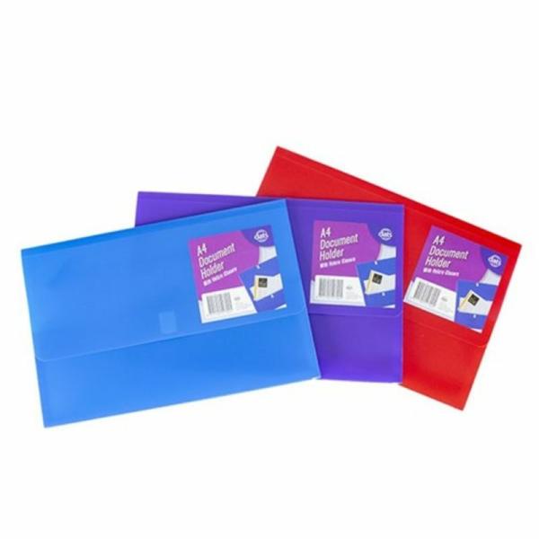 A4 Document Wallet With Velcro Closure  |   Exercise Books & Folders Arts & Craft Exercise Books & Folders