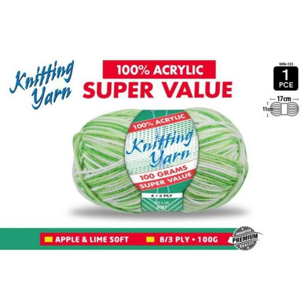 Apple & Lime Knitting Yarn 8 Ply – 100G  |   Wool & Yarn Arts & Craft Green