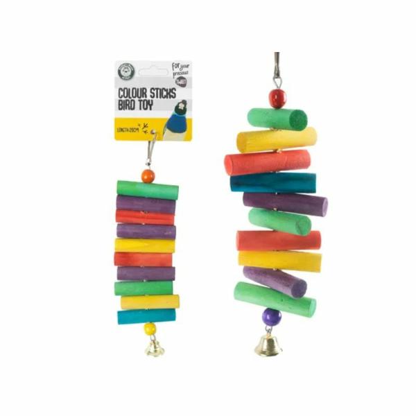 Bird Colour Logs With Bell – 20Cm X 6Cm  |   Pet Toys Pet Supplies Pet Toys