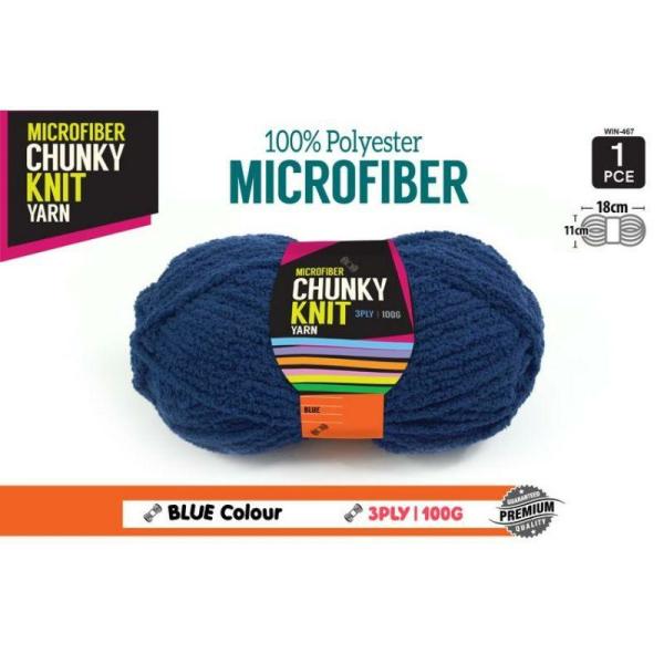 Blue Chunky Knit Yarn 8/3 Ply – 100G  |   Wool & Yarn Arts & Craft Blue