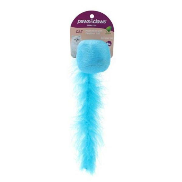 Blue Plush Catnip Ball With Feather Tail  |   Pet Toys Pet Supplies Blue