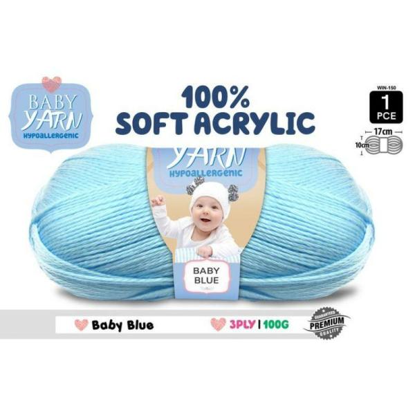 Blue Soft Acrylic Knitting Yarn 3 Ply – 100G  |   Wool & Yarn Arts & Craft Blue