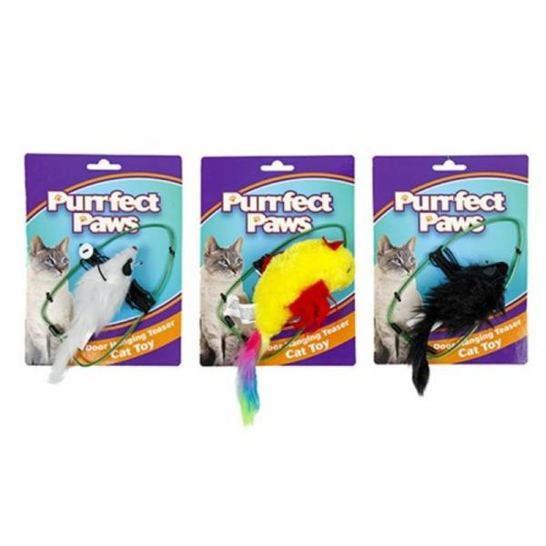 Cat Toy Teaser Door Hanger 3 Asstd Colours  |   Pet Toys Pet Supplies Pet Toys