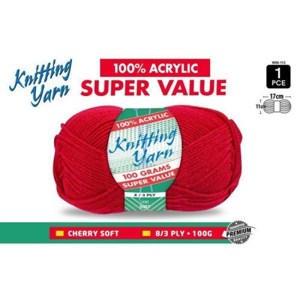 Cherry Knitting Yarn 8 Ply – 100G  |   Wool & Yarn Arts & Craft Red