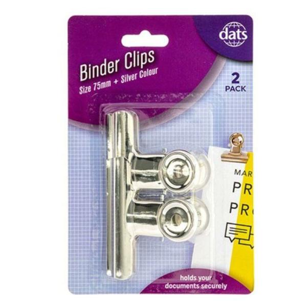 Clip Binder Silver 75Mm 2Pk  |   Stationery Arts & Craft Silver