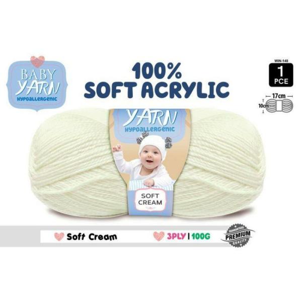 Cream Knitting Yarn 3 Ply – 100G  |   Wool & Yarn Arts & Craft White