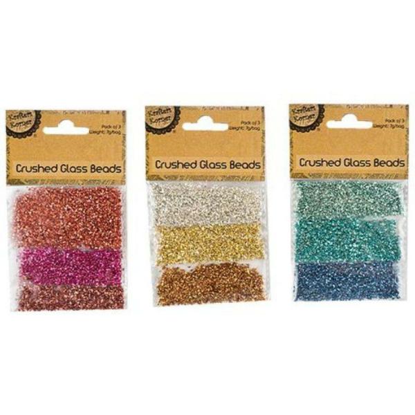 Crushed Glass Beads – 3 X 7G  |   Stickers & Decorations Arts & Craft Assorted