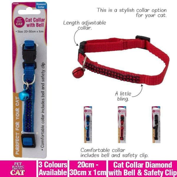 Diamond Clip Cat Collar With Bell & Safety – 20Cm X 30Cm X 1Cm  |   Pet Collars & Harnesses Pet Collars & Harnesses Pet Collars & Harnesses