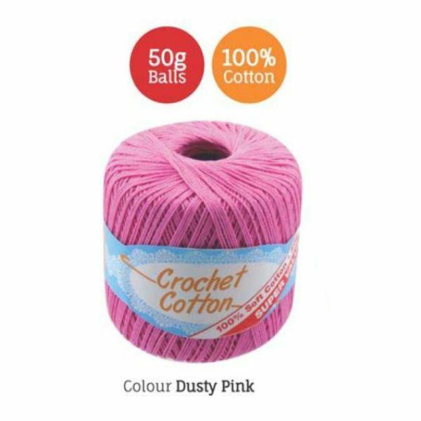 Dusty Pink Crochet Cotton – 50G  |   Wool & Yarn Arts & Craft Pink