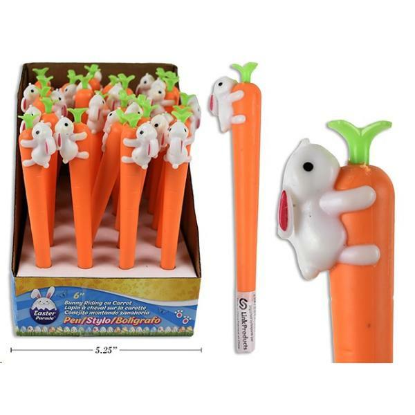 Easter Bunny Riding On Carrot Pen – 15Cm  |   Stationery Arts & Craft Stationery