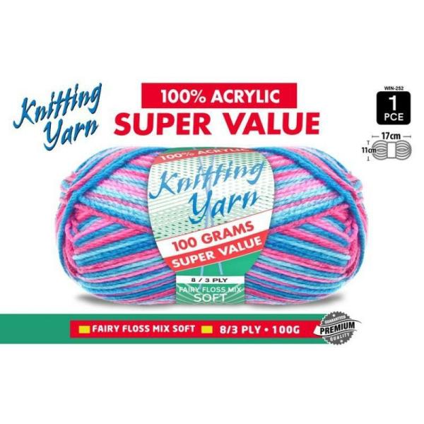 Fairy Mix Knitting Yarn 8 Ply – 100G  |   Wool & Yarn Arts & Craft Multi