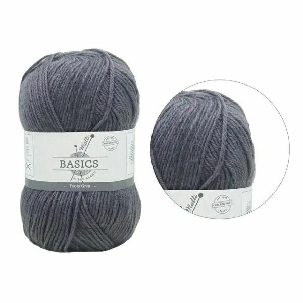 Footy Grey Basic Super Blend Yarn – 100G  |   Wool & Yarn Arts & Craft Wool & Yarn