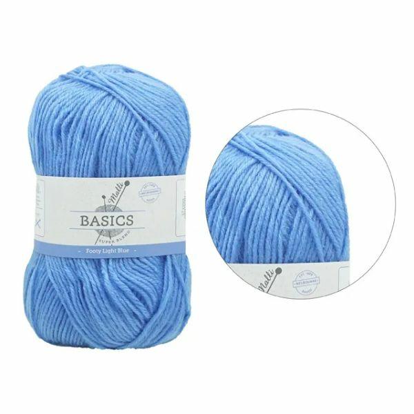 Footy Light Blue Basic Super Blend Yarn – 100G  |   Wool & Yarn Arts & Craft Wool & Yarn