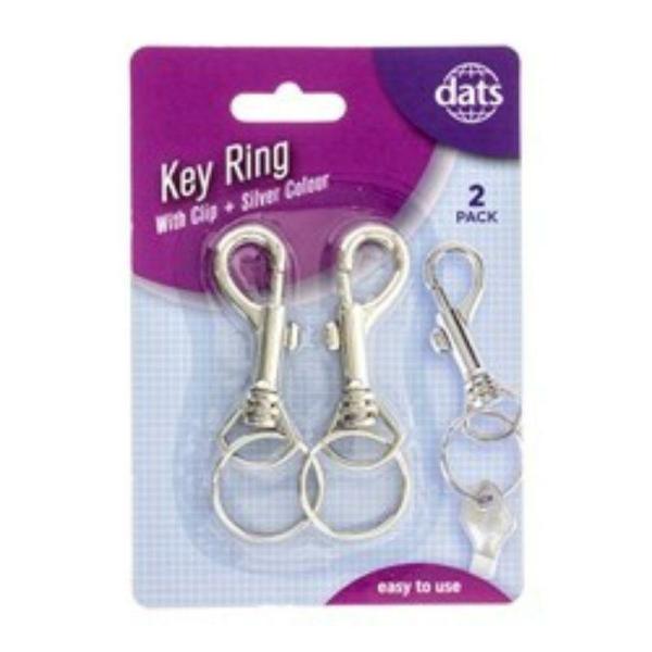 Key Ring Metal Silver W Clip 2Pk  |   Stationery Arts & Craft Silver