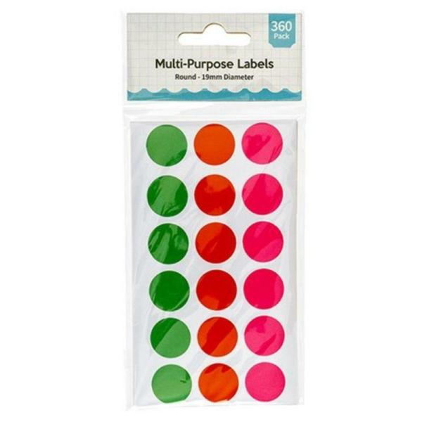 Label Round Coloured Multi Purpose 19Mm 360Pk  |   Stationery Arts & Craft Red