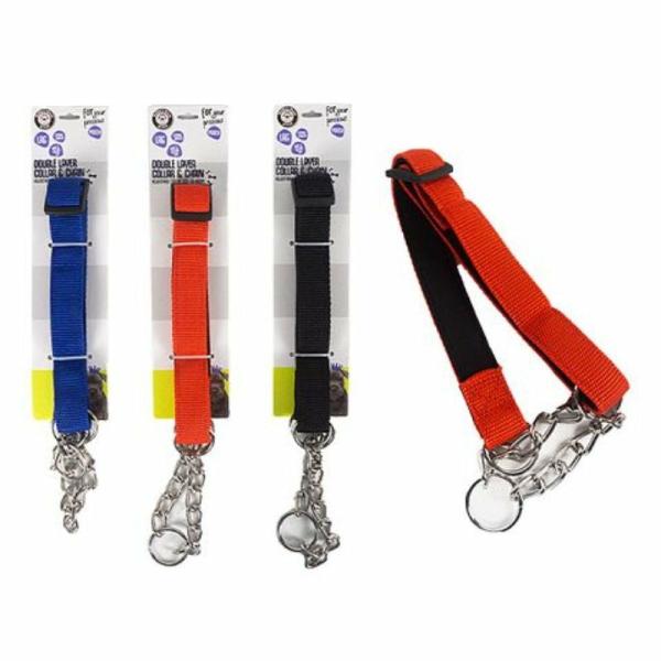 Large Double Layer Collar With Chain – 2.5Cm X 40-60Cm  |   Pet Collars & Harnesses Pet Collars & Harnesses Pet Collars & Harnesses