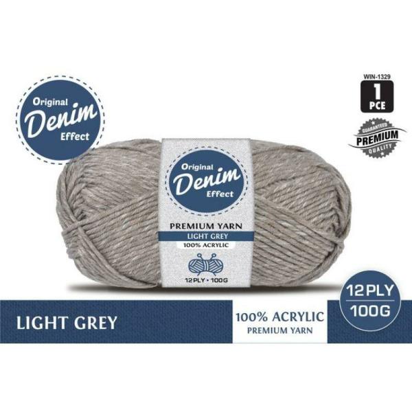 Light Grey Denim Effect Yarn – 100G  |   Wool & Yarn Arts & Craft Grey