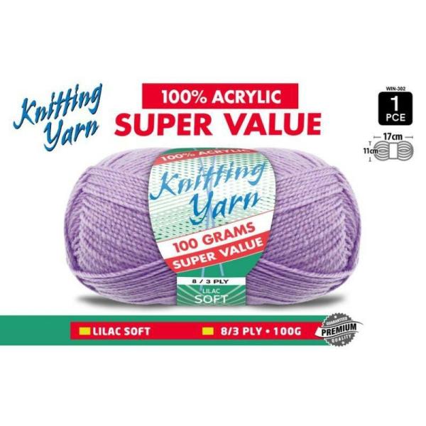 Lilac Knitting Yarn 8 Ply – 100G  |   Wool & Yarn Arts & Craft Purple