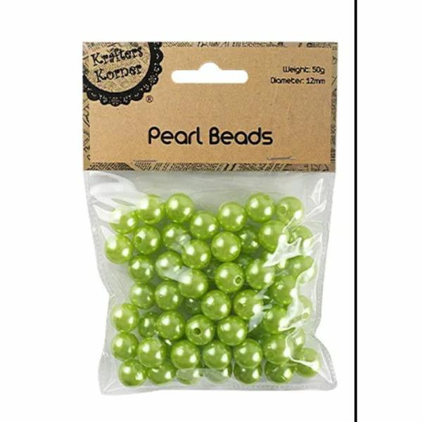 Lime Pearl Beads 12Mm – 50G  |   Stickers & Decorations Arts & Craft Green