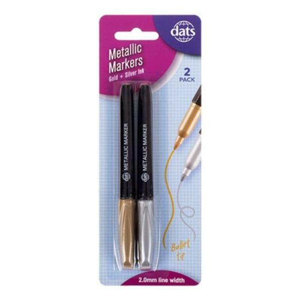 Marker Metallic 2Pk Mixed Gold Silver Ink Pen Style  |   Stationery Arts & Craft Silver