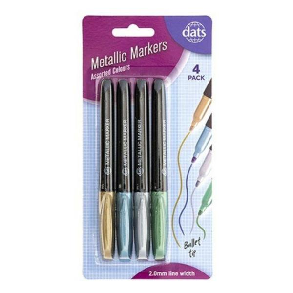 Marker Metallic 4Pk Mixed Gold Silver Blue Green Ink  |   Stationery Arts & Craft Green