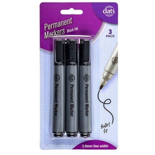 Marker Permanent 3Pk Black Ink  |   Stationery Arts & Craft Black