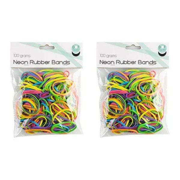 Medium Neon Rubber Bands – 100G  |   Stationery Arts & Craft Stationery