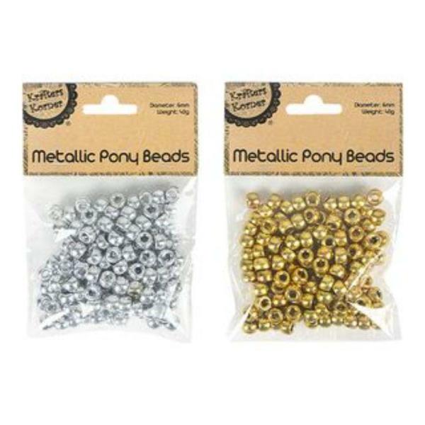 Metallic Pony Beads – 40G  |   Stickers & Decorations Arts & Craft Stickers & Decorations