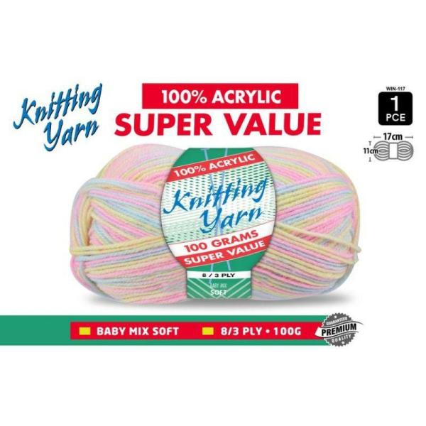 Mix Knitting Yarn 8 Ply – 100G  |   Wool & Yarn Arts & Craft Pink