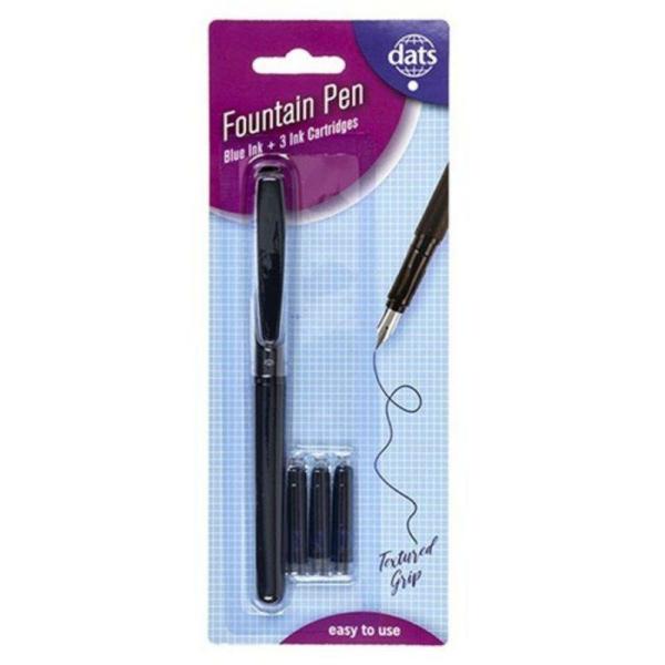 Pen Fountain W 3 Ink Cartridges Blue Ink  |   Stationery Arts & Craft Black