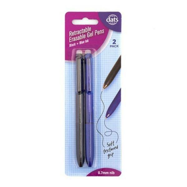 Pen Gel Retractable Erasable 2Pk Black Blue Ink  |   Stationery Arts & Craft Assorted