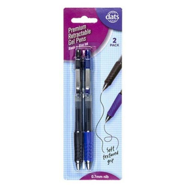 Pen Gel Retractable Premium W Grip 2Pk Black Blue Ink  |   Stationery Arts & Craft Black