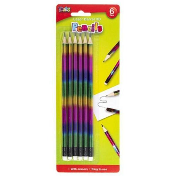 Pencil Laser Barrel Hb 6Pk  |   Stationery Arts & Craft Rainbow