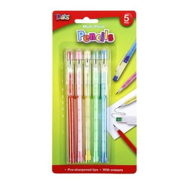 Pencil Multi-Point W Eraser 5Pk  |   Stationery Arts & Craft Multi