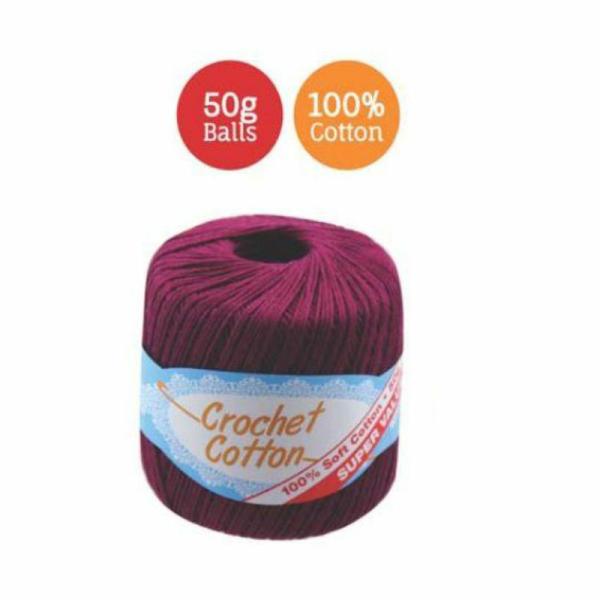 Plum Crochet Cotton – 50G  |   Wool & Yarn Arts & Craft Purple