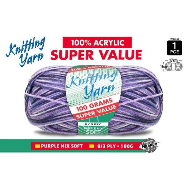 Purple Knitting Yarn 8 Ply – 100G  |   Wool & Yarn Arts & Craft Purple