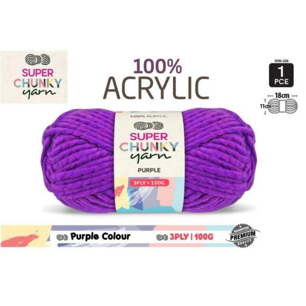 Purple Super Chunky Knitting Yarn 3 Ply – 100G  |   Wool & Yarn Arts & Craft Purple