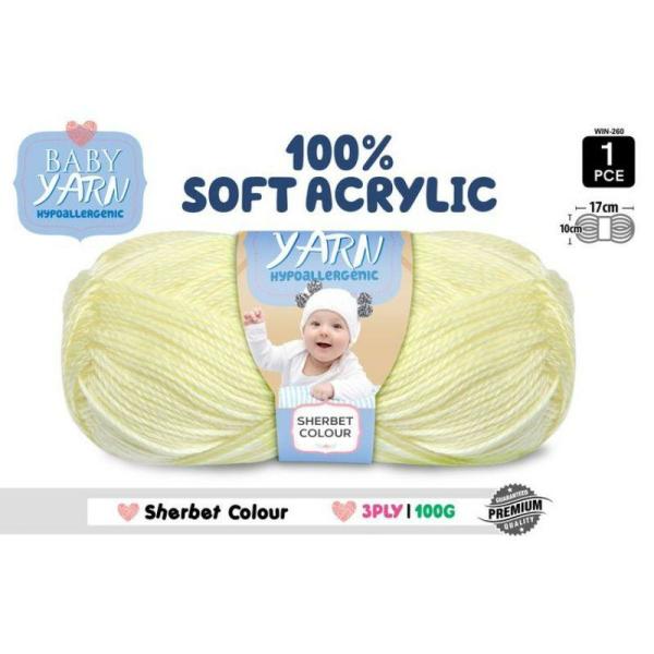 Sherbet Soft Acrylic Knitting Yarn 3 Ply – 100G  |   Wool & Yarn Arts & Craft Wool & Yarn