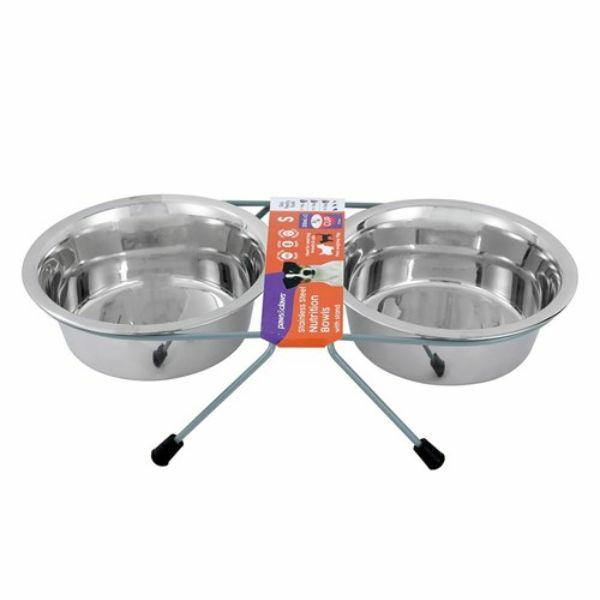 Stainless Steel Double Pet Bowl With Stand – 350Ml  |   Pet Bowls Pet Bowls Pet Bowls