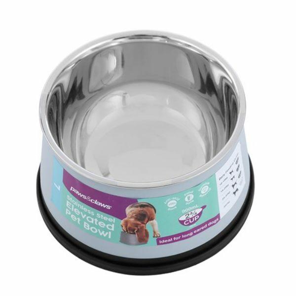 Stainless Steel Grey Elevated Non Slip Pet Bowl – 900Ml | 15Cm  |   Pet Bowls Pet Bowls Pet Bowls