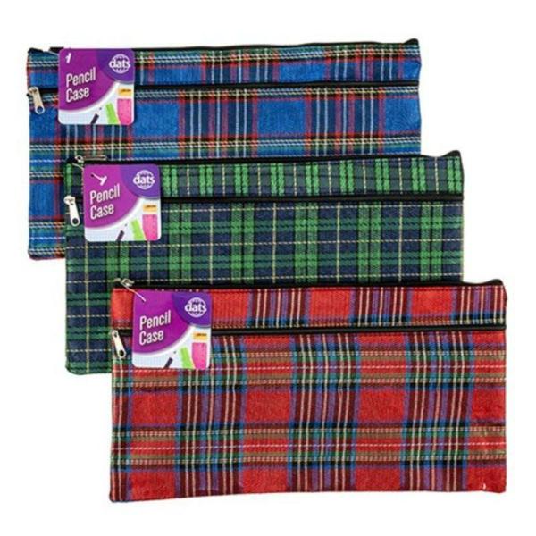 Tartan Design 2 Zip Pencil Case – 32Cm X 17Cm  |   Stationery Arts & Craft Stationery