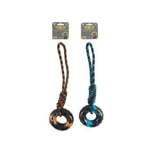 Tpr Emboss Ring With Rope – 45.7Cm  |   Pet Toys Pet Supplies Pet Toys