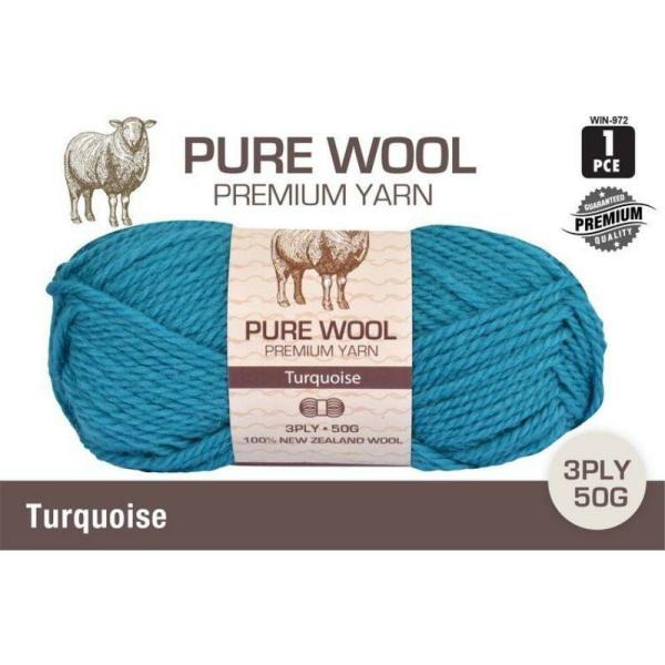 Turquoise Pure Wool 3 Ply Yarn – 50G  |   Wool & Yarn Arts & Craft Green